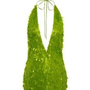 BNWT Meshki Primrose Sequin Halter Mini Dress - Parakeet Green